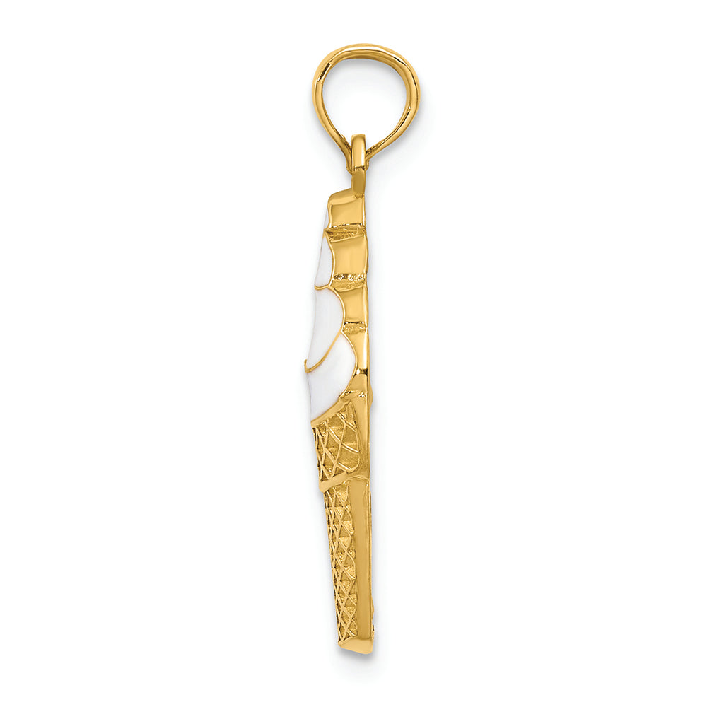 FJC Finejewelers 14k Yellow Gold Enameled Vanilla Ice Cream Cone Charm