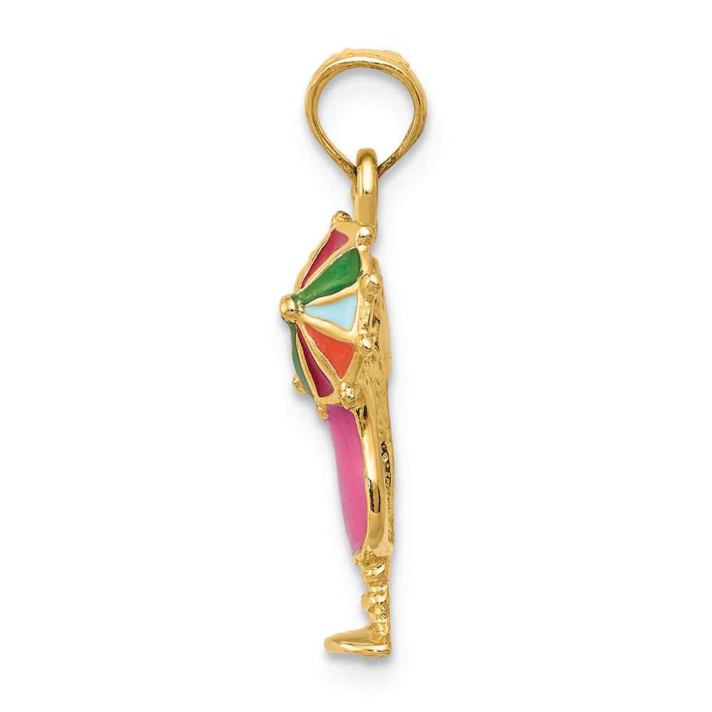 FJC Finejewelers 14k Yellow Gold Pink Enameled Tropical Drink Charm