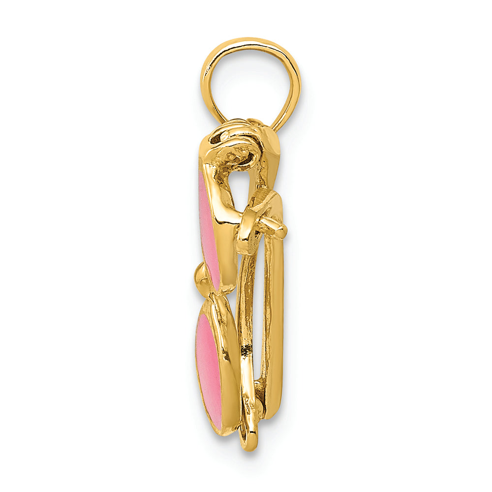 FJC Finejewelers 14k Yellow Gold 3d Pink Enameled Moveable Sunglasses Charm