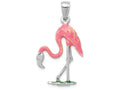 FJC Finejewelers 14k White Gold Enameled 3d Pink Flamingo Charm
