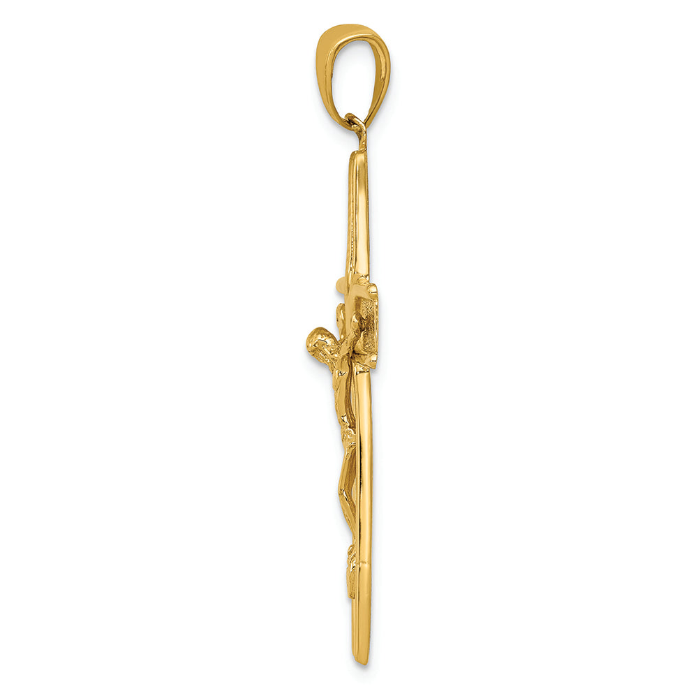 FJC Finejewelers 14k Yellow Gold Satin Finish Crucifix Charm
