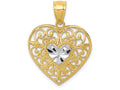 FJC Finejewelers 14k Yellow Gold And with Rhodium Filigree Heart Charm