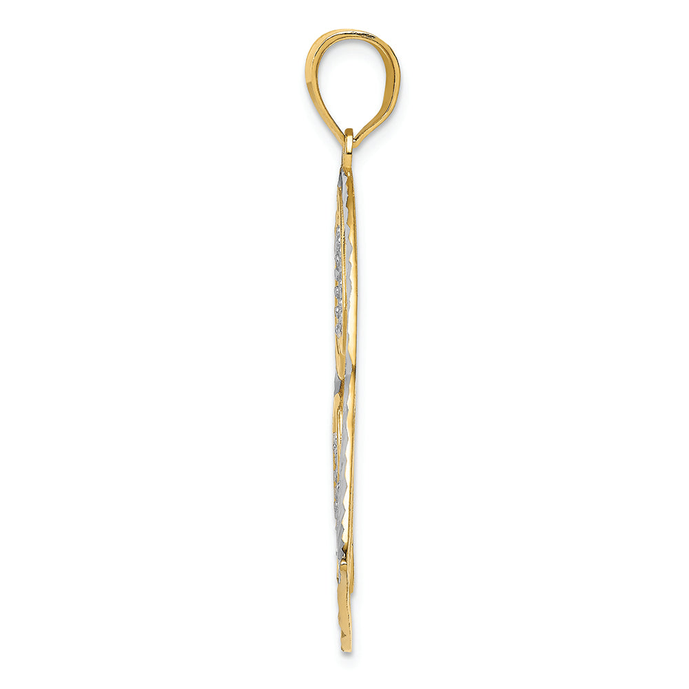 FJC Finejewelers 14k Yellow Gold And with Rhodium Bright Cut Heart Charm