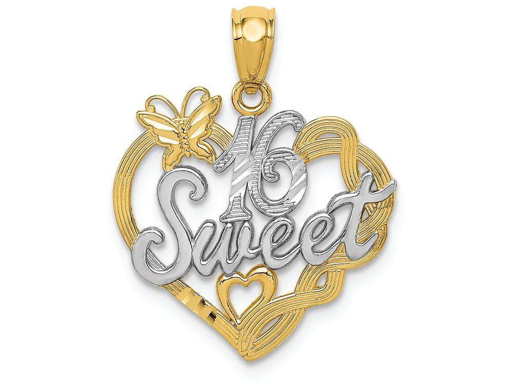 FJC Finejewelers 14k Yellow Gold And with Rhodium Sweet 16 Charm