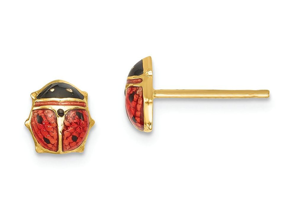 FJC Finejewelers 14k Yellow Gold Enameled Ladybug Earrings