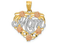 FJC Finejewelers 14k Two-tone Gold And with Rhodium Mom Heart Charm