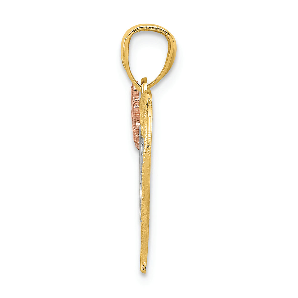 FJC Finejewelers 14k Two-tone Gold And with Rhodium Mom Heart Charm