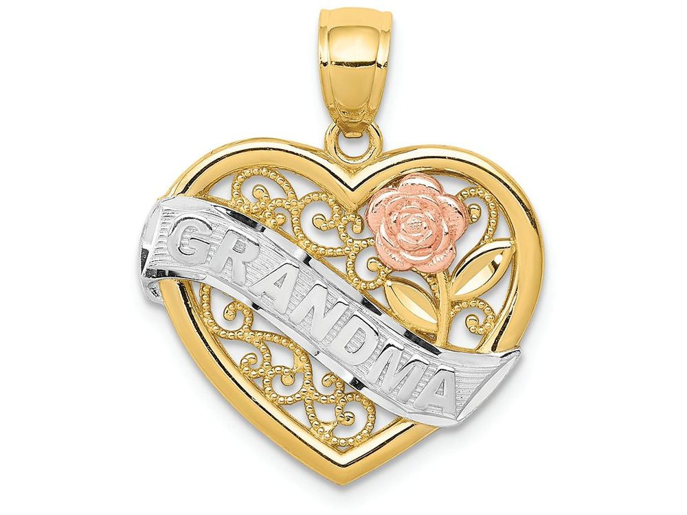FJC Finejewelers 14k Two-tone Gold And with Rhodium Grandma Heart Charm