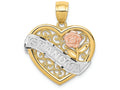 FJC Finejewelers 14k Two-tone Gold And with Rhodium Grandma Heart Charm