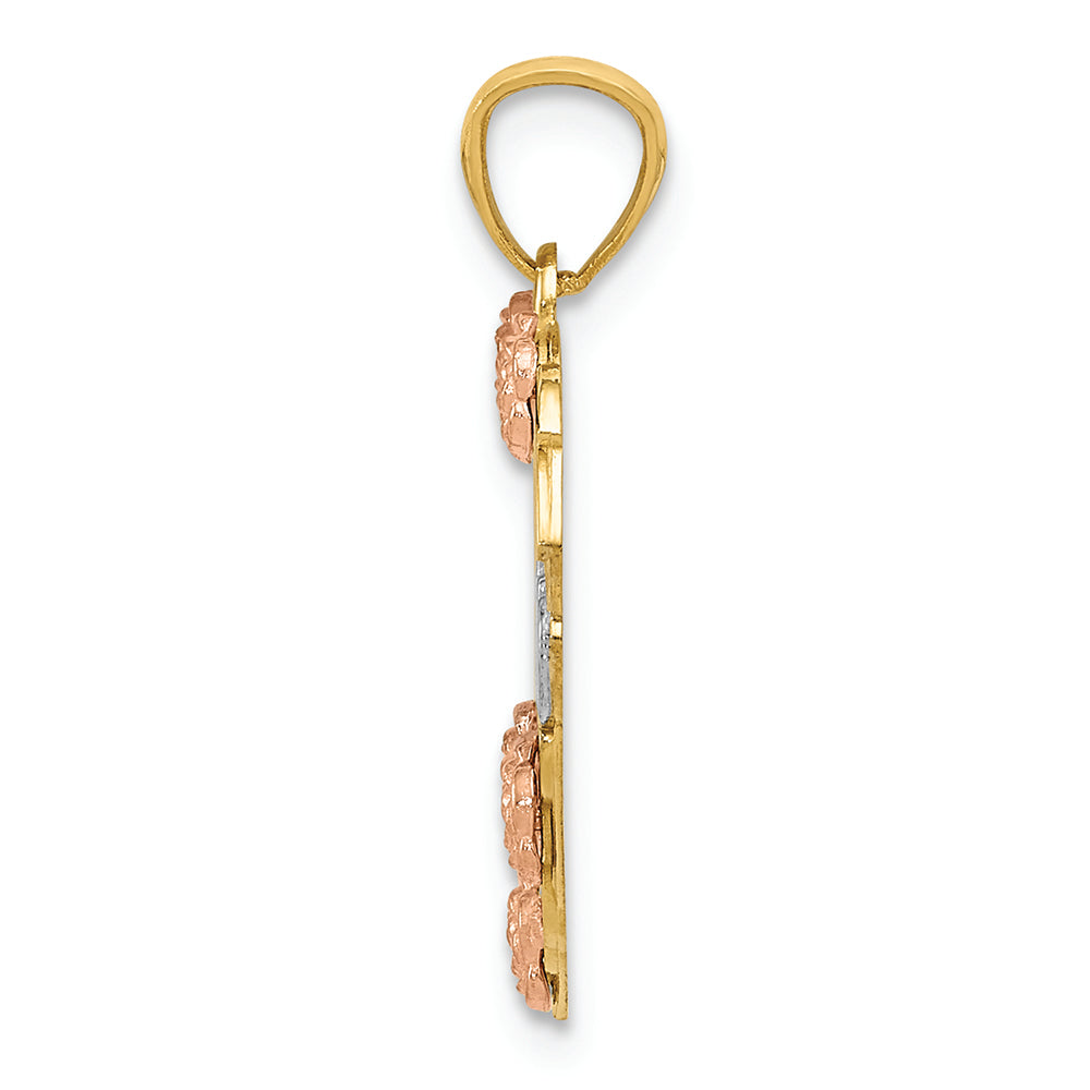 FJC Finejewelers 14k Two-tone Gold And with Rhodium "sister" Heart Charm