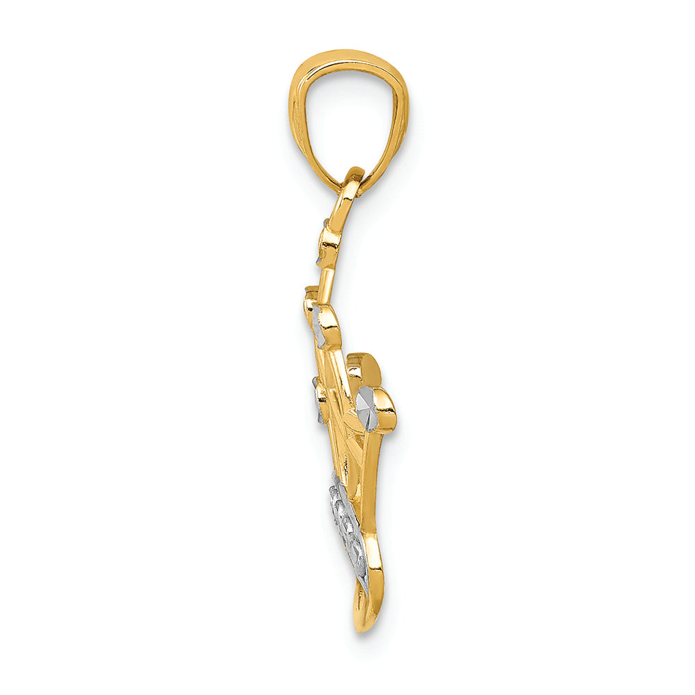 FJC Finejewelers 14k Yellow Gold And with Rhodium Crown Charm