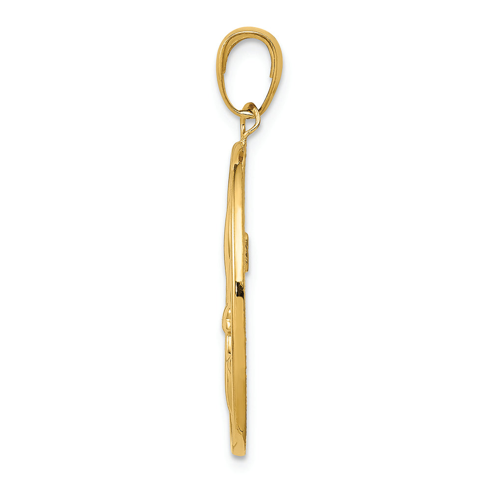 FJC Finejewelers 14k Yellow Gold Fleur-de-lis On Oval Disk Charm