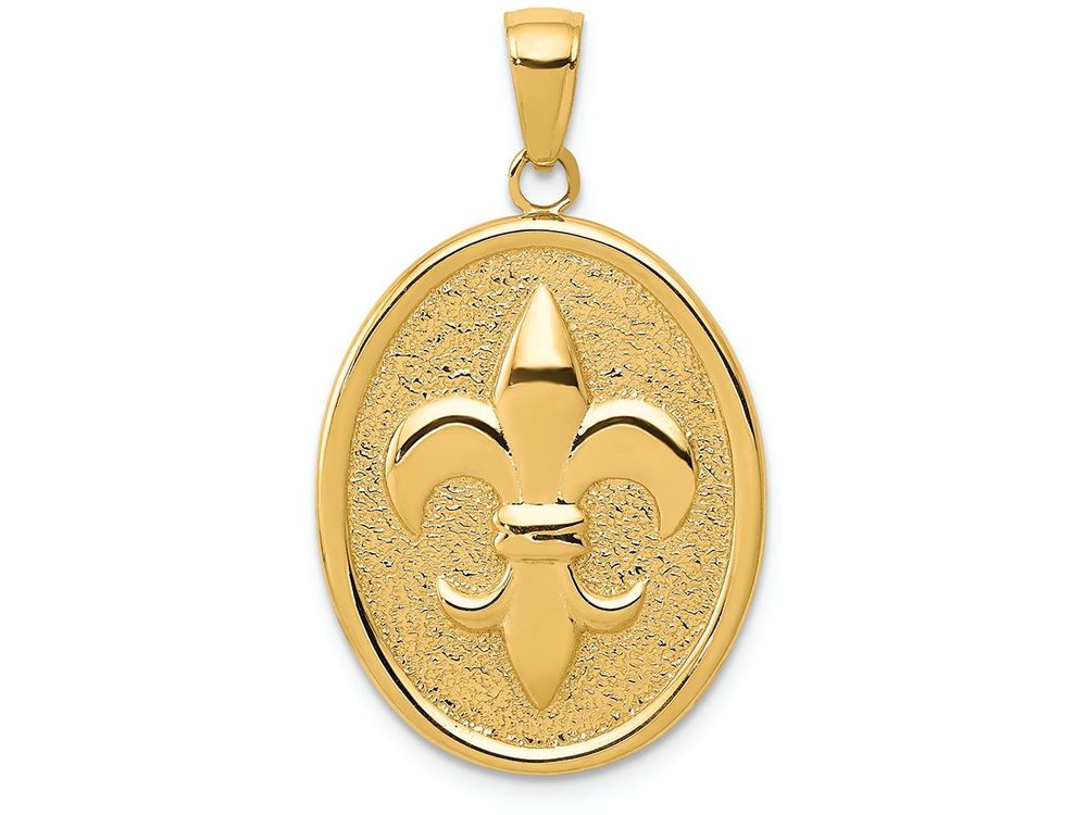 FJC Finejewelers 14k Yellow Gold Fleur-de-lis On Oval Disk Charm