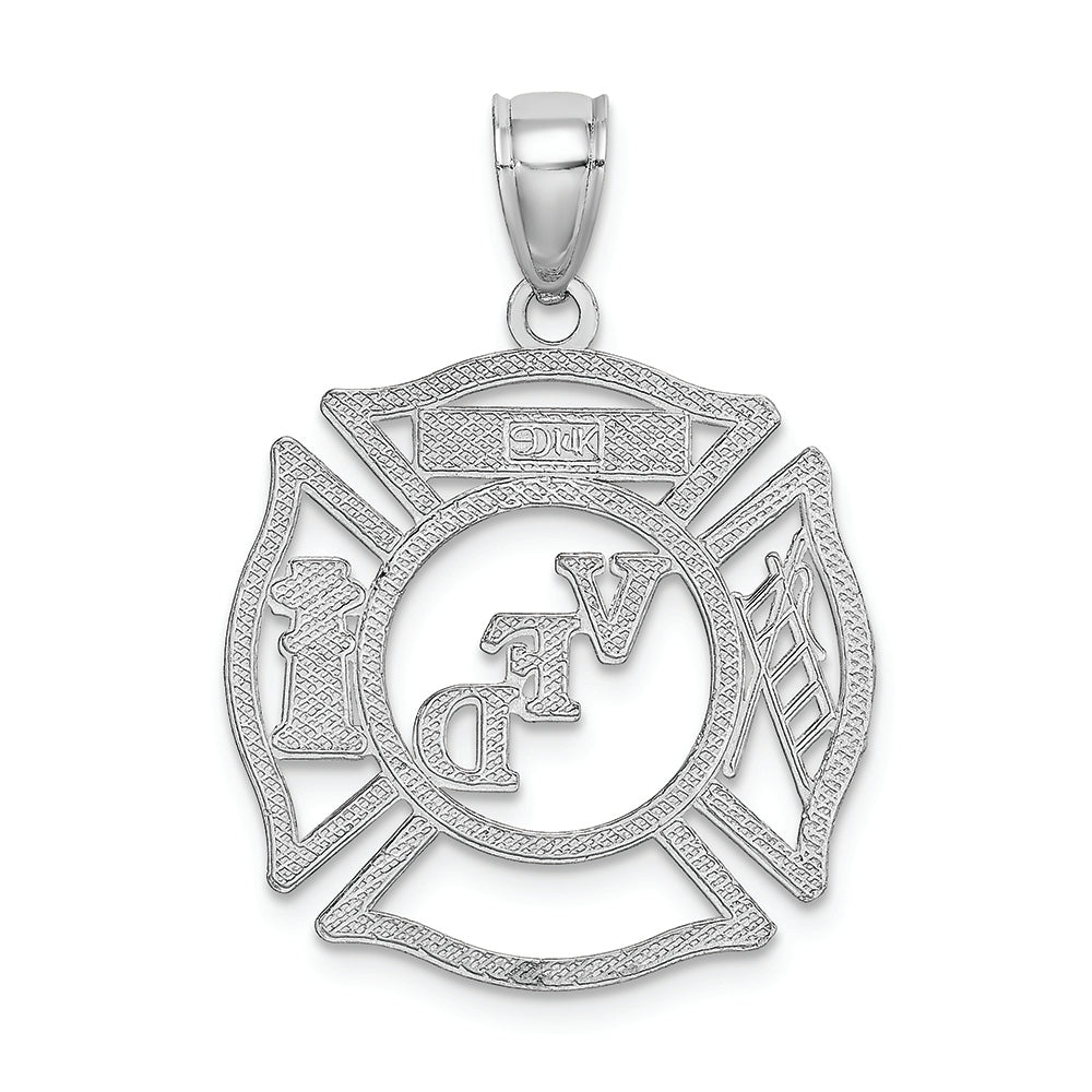 FJC Finejewelers 14k White Gold White Vfd Member In Shield Charm