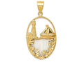 FJC Finejewelers 14k Yellow Gold Imitation Opal Lighthouse Sailboat Charm