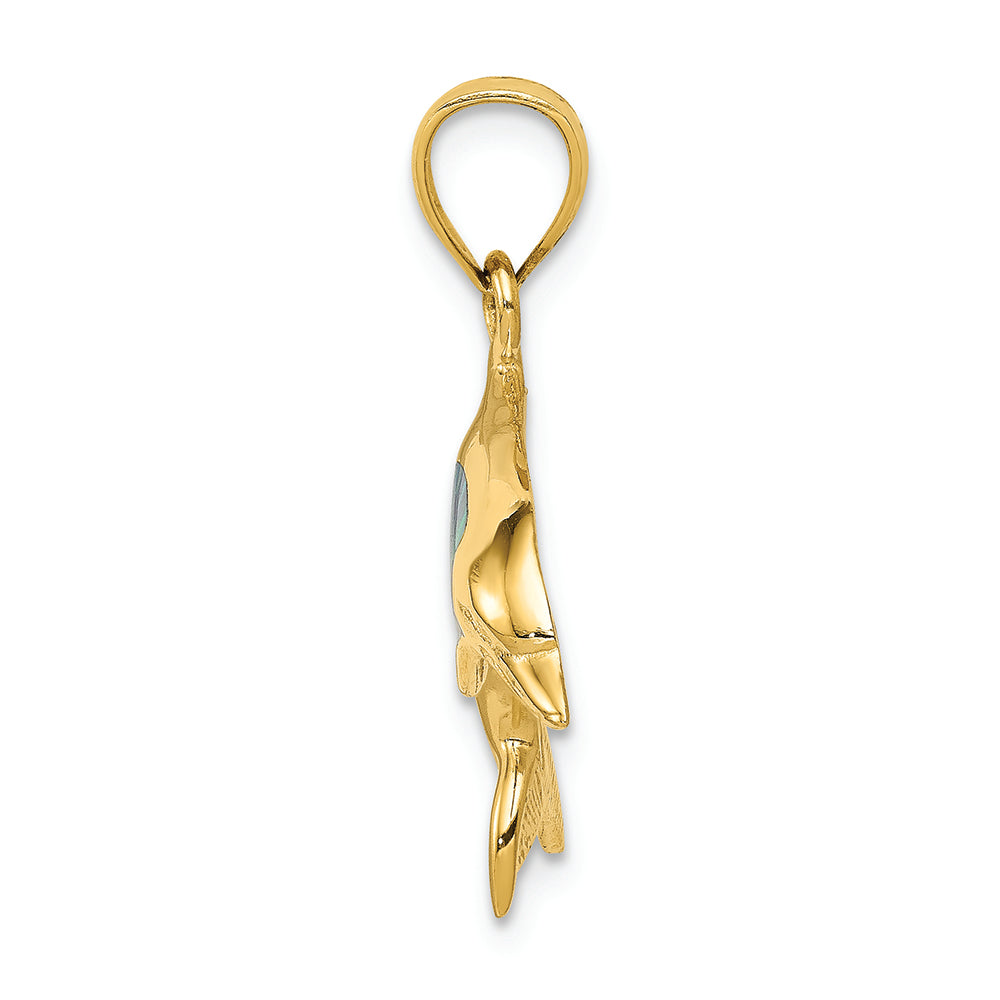 FJC Finejewelers 14k Yellow Gold Imitation Opal Dolphin Charm