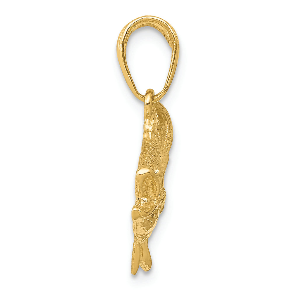 FJC Finejewelers 14k Yellow Gold Open Mouthed Bass Fish Charm