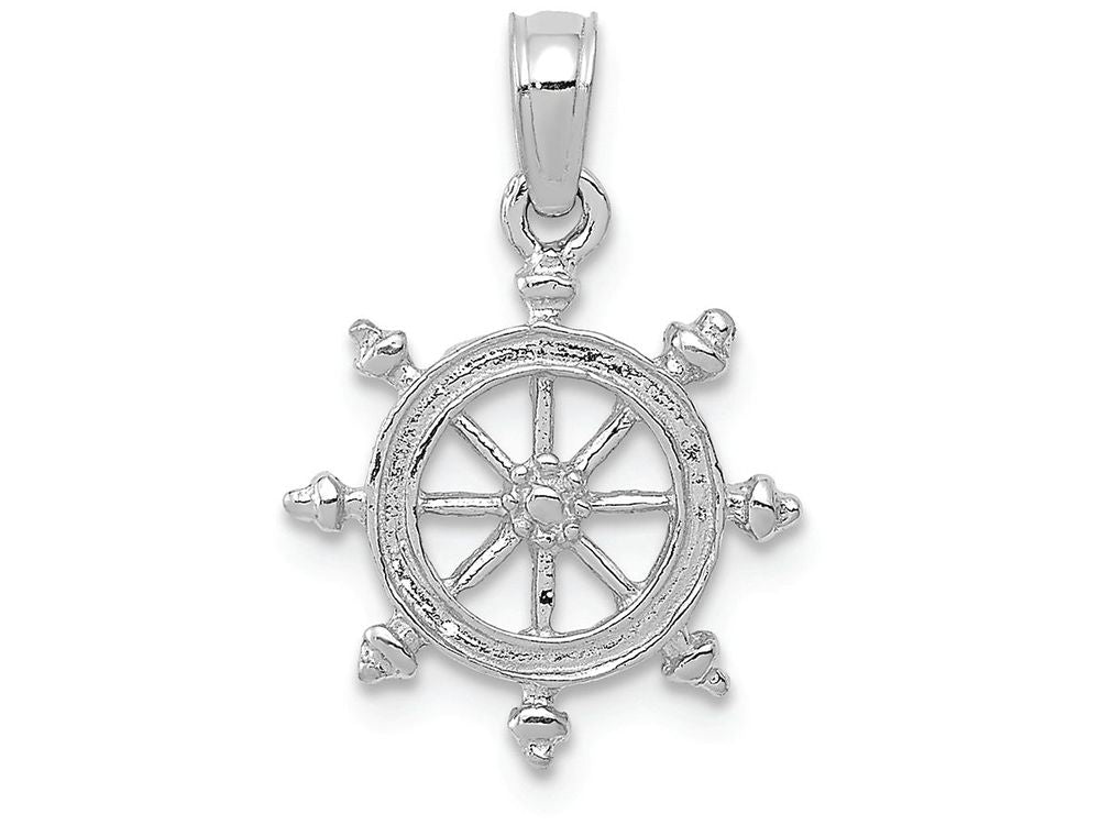 FJC Finejewelers 14k White Gold Ship Wheel Charm
