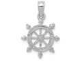FJC Finejewelers 14k White Gold Ship Wheel Charm