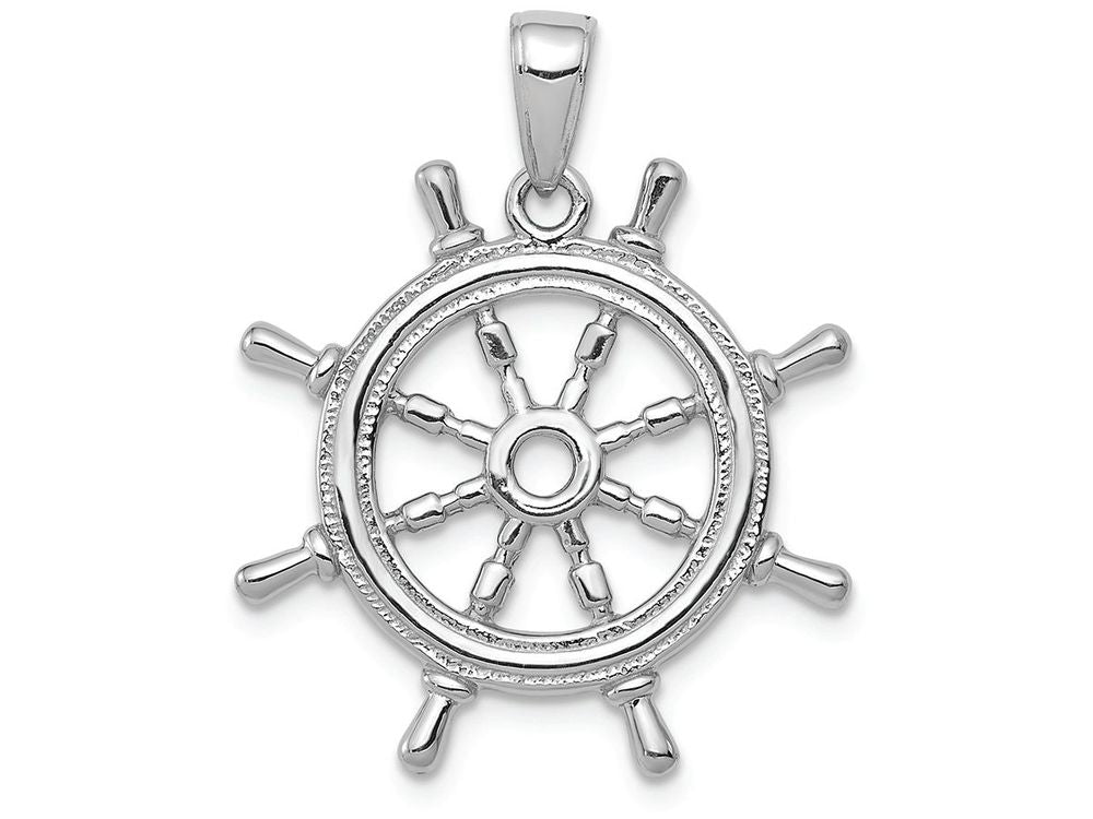 FJC Finejewelers 14k White Gold Ship Wheel Charm