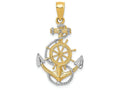 FJC Finejewelers 14k Two-tone Gold with Rhodium Anchor with Rope Charm
