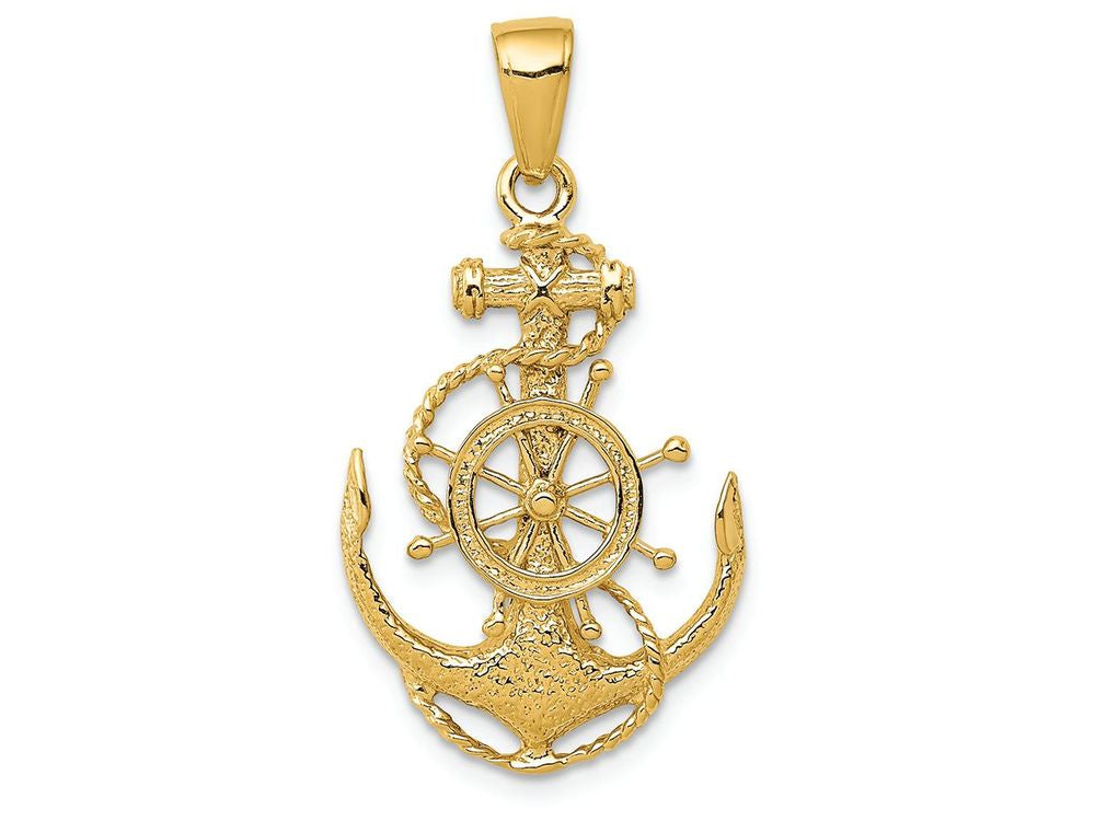 FJC Finejewelers 14k Yellow Gold Medium Anchor With Wheel Charm