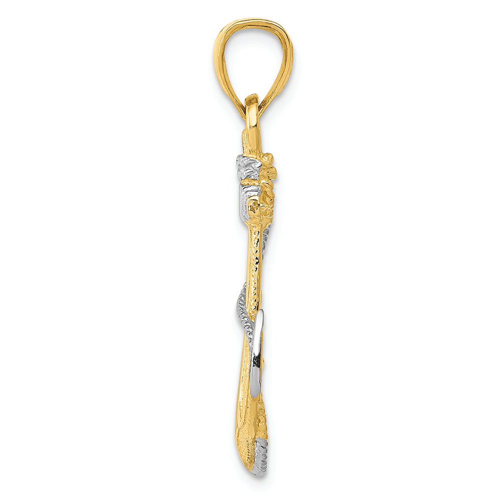 FJC Finejewelers 14k Yellow Gold Yg with with Rhodium Anchor with Rope Charm
