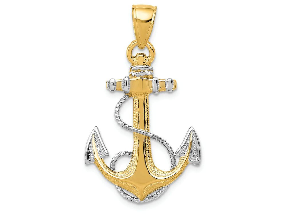 FJC Finejewelers 14k Yellow Gold Yg with with Rhodium Anchor with Rope Charm