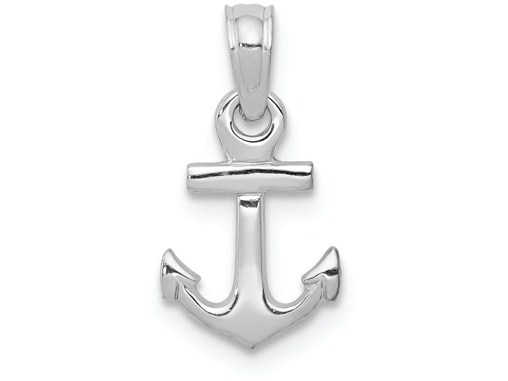 FJC Finejewelers 14k White Gold White 3d Mini Anchor Charm