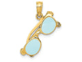 FJC Finejewelers 14k Yellow Gold Aqua Enameled Sunglasses Charm