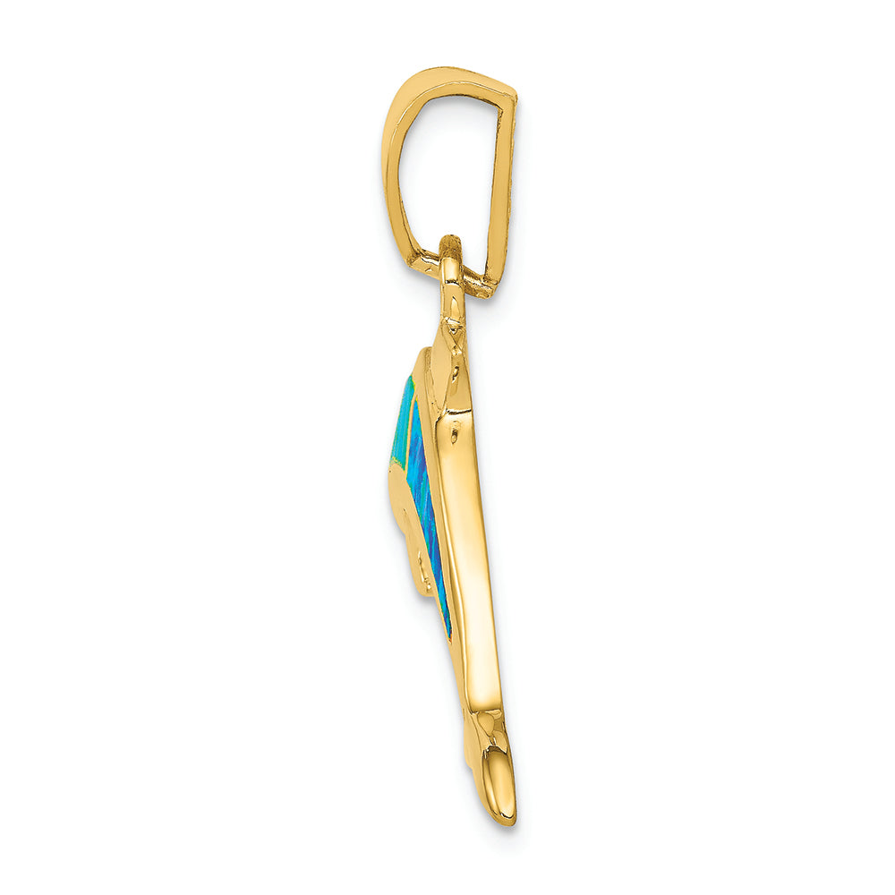 FJC Finejewelers 14k Yellow Gold Imitation Opal Dolphin Charm