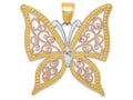 FJC Finejewelers 14k Yellow Rose Gold with with Rhodium Bright Cut Butterfly Charm