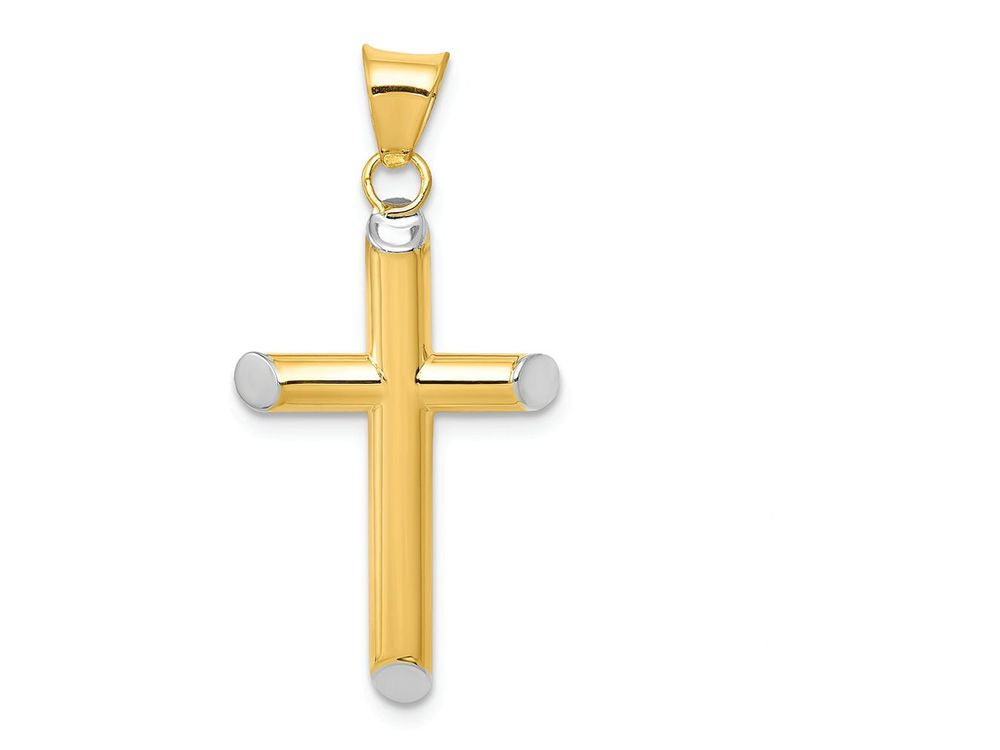 FJC Finejewelers 14k with with Rhodium 3d Hollow Cross Charm