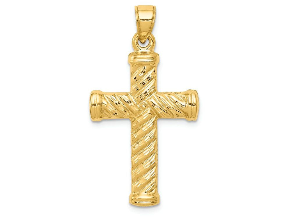 FJC Finejewelers 14k Yellow Gold Reversible Bright Cut Cross Charm