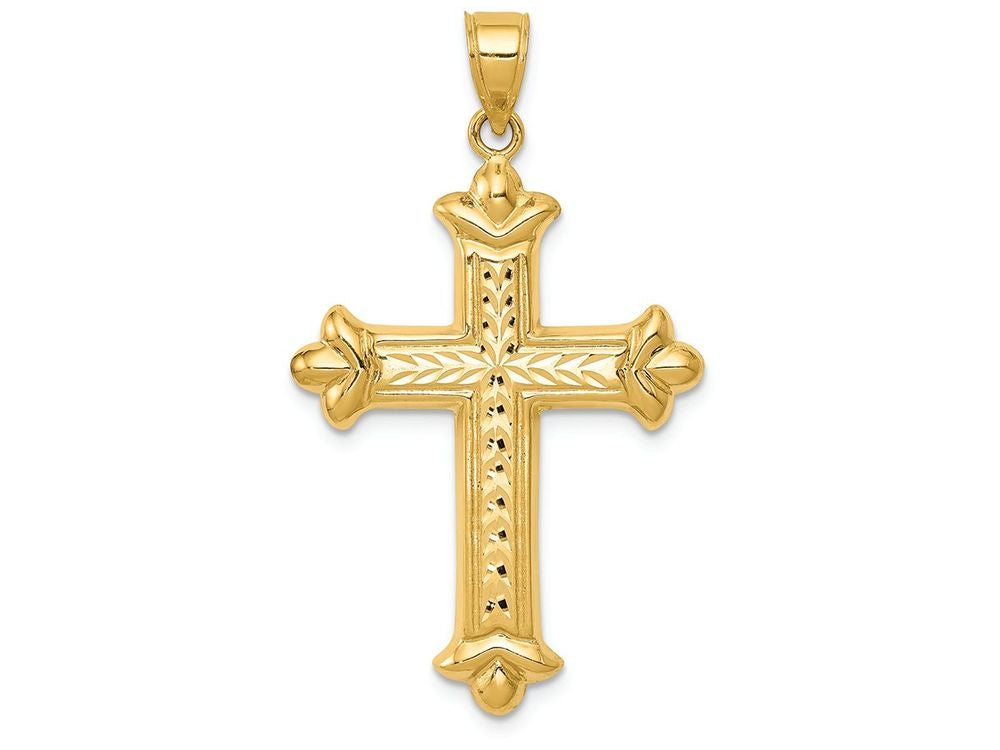 FJC Finejewelers 14k Yellow Gold Reversible Bright Cut Cross Charm