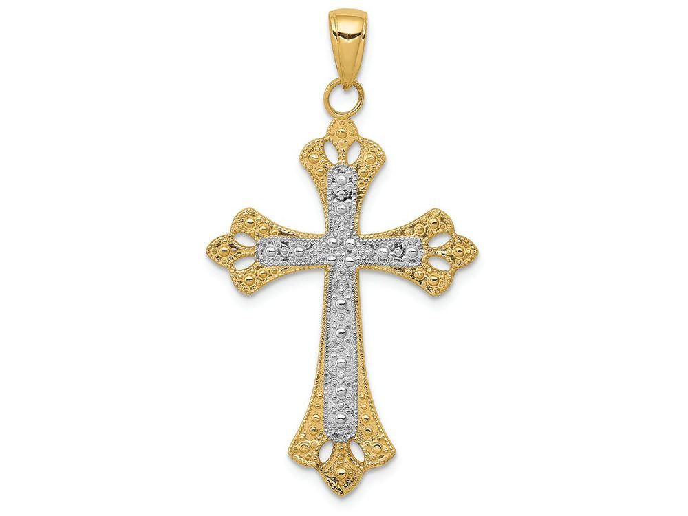 FJC Finejewelers 14k Yellow Gold with with Rhodium Textured Cross Charm