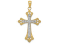 FJC Finejewelers 14k Yellow Gold with with Rhodium Textured Cross Charm