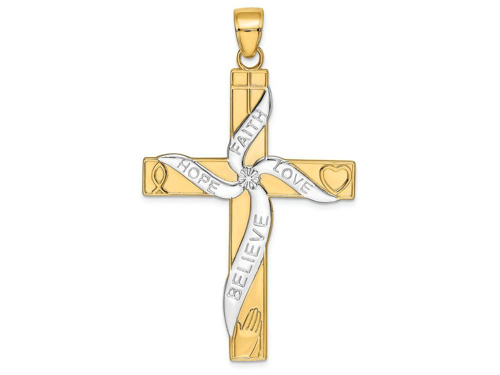 FJC Finejewelers 14k Yellow Gold with Rhodium Latin Cross Charm