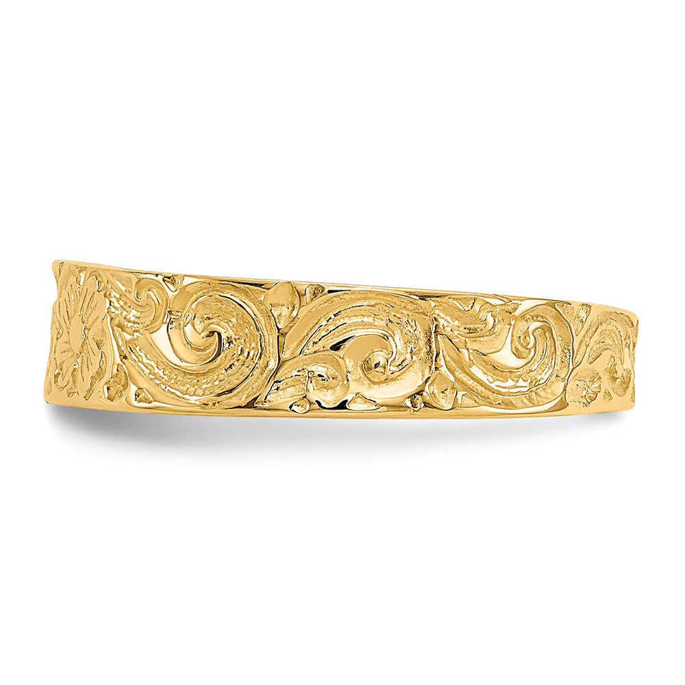 FJC Finejewelers 14k Yellow Gold Flower Scroll Toe Ring 5mm Wide