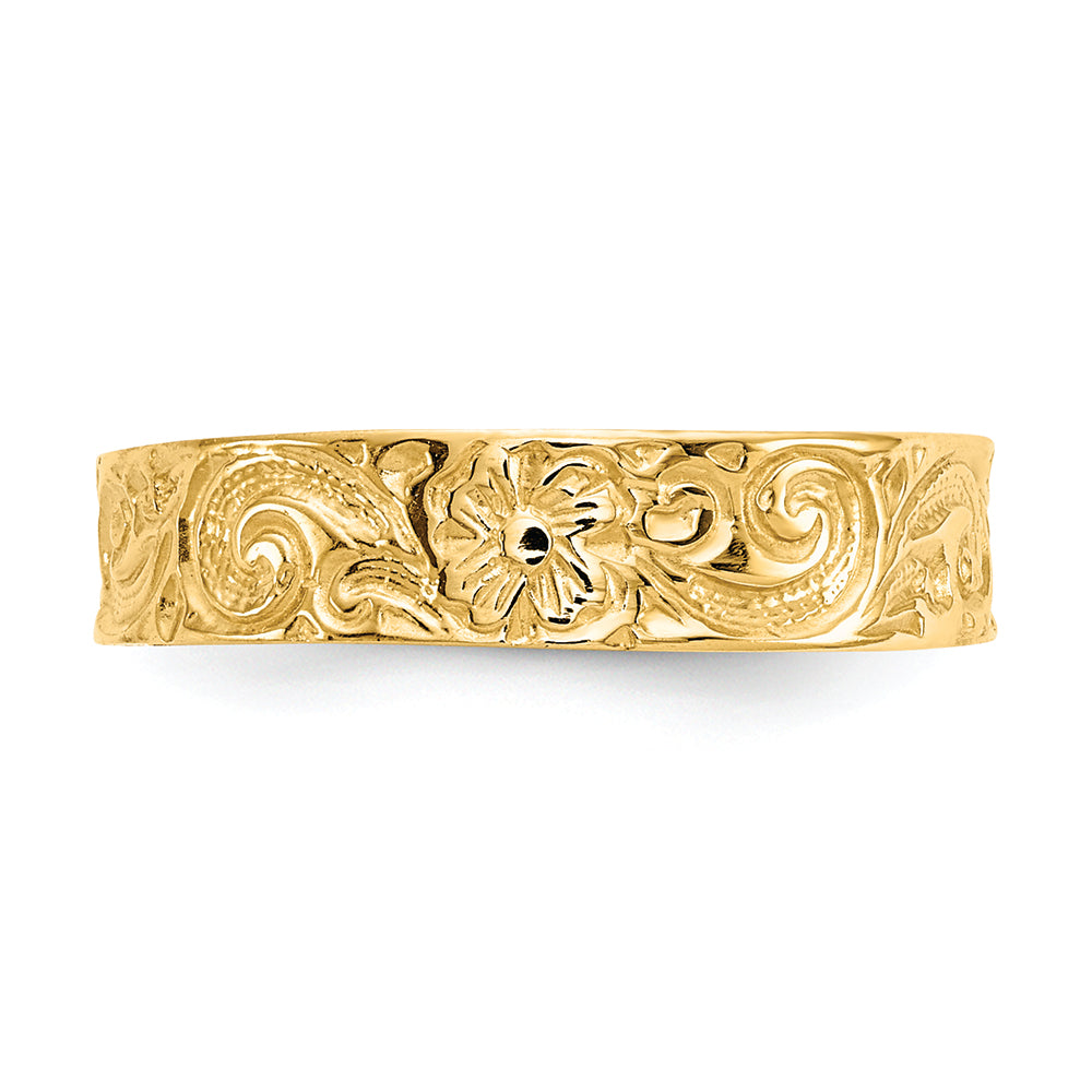 FJC Finejewelers 14k Yellow Gold Flower Scroll Toe Ring 5mm Wide