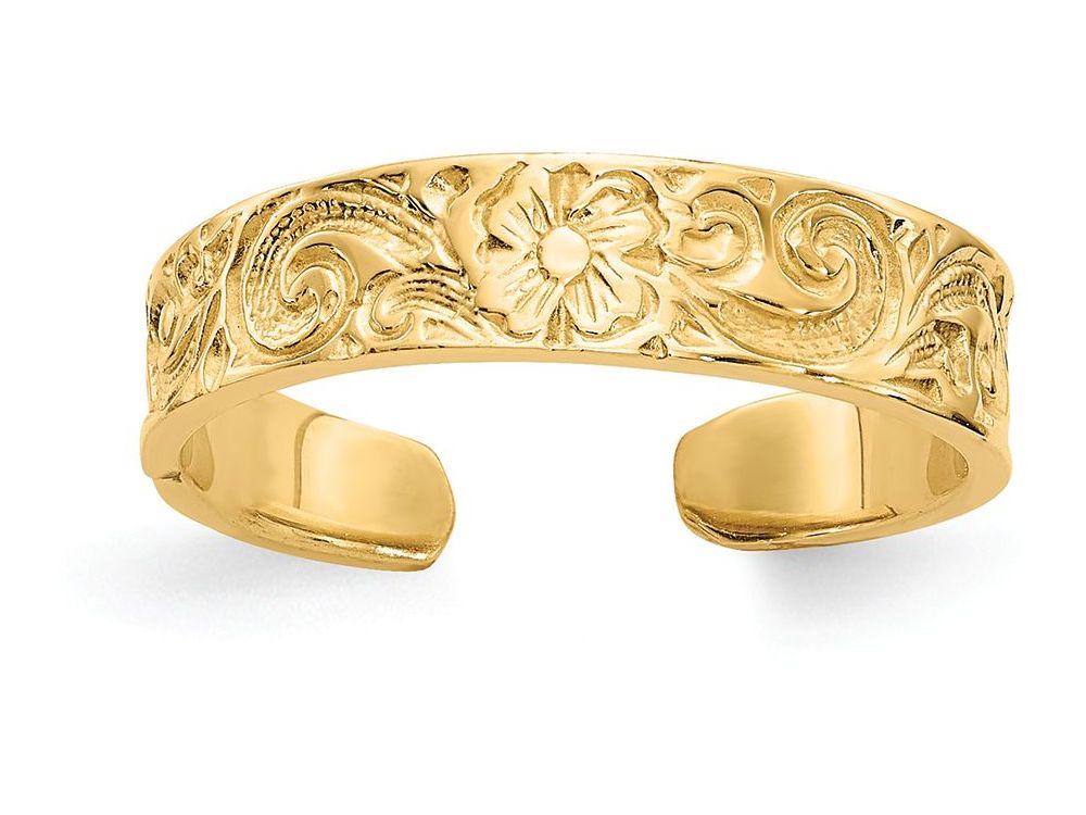 FJC Finejewelers 14k Yellow Gold Flower Scroll Toe Ring 5mm Wide