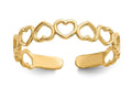 FJC Finejewelers 14k Yellow Gold Open Hearts Toe Ring 4mm