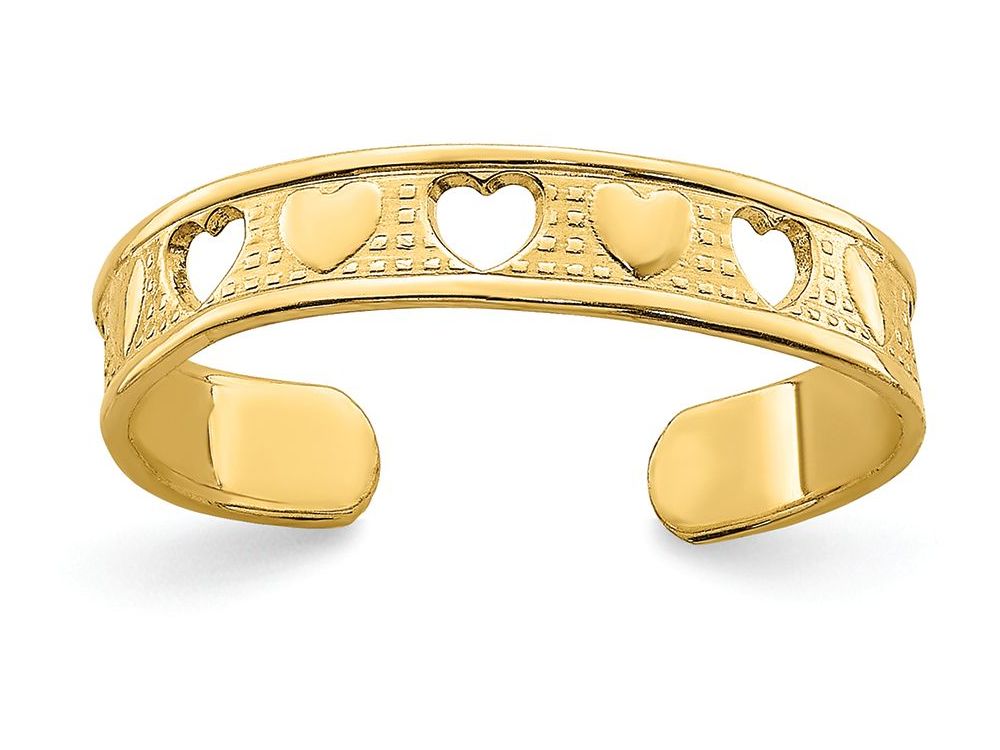 FJC Finejewelers 14k Yellow Gold Heart Design Toe Ring 3mm wide