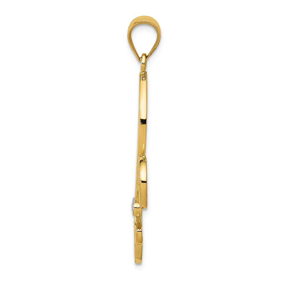 FJC Finejewelers 14k Yellow Gold with Rhodium Filigree Fleur De Lis Charm