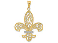FJC Finejewelers 14k Yellow Gold with Rhodium Filigree Fleur De Lis Charm