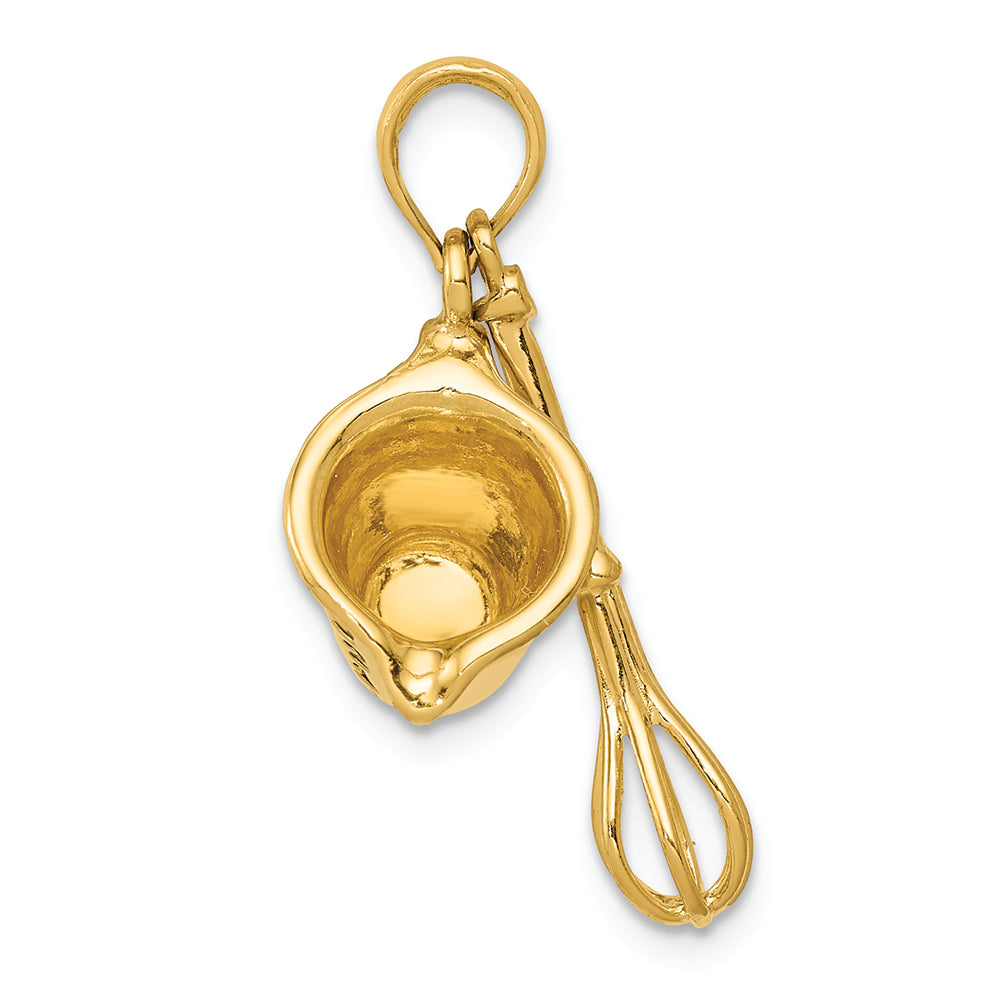 FJC Finejewelers 14k Yellow Gold 3d Black Enameled Measuring Cup And Whisk Charm
