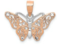 FJC Finejewelers 14k Rose Gold with Rhodium Bright Cut Butterfly Charm