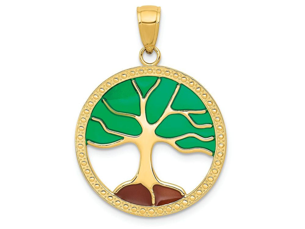 FJC Finejewelers 14k Yellow Gold Enameled Tree Of Life Charm