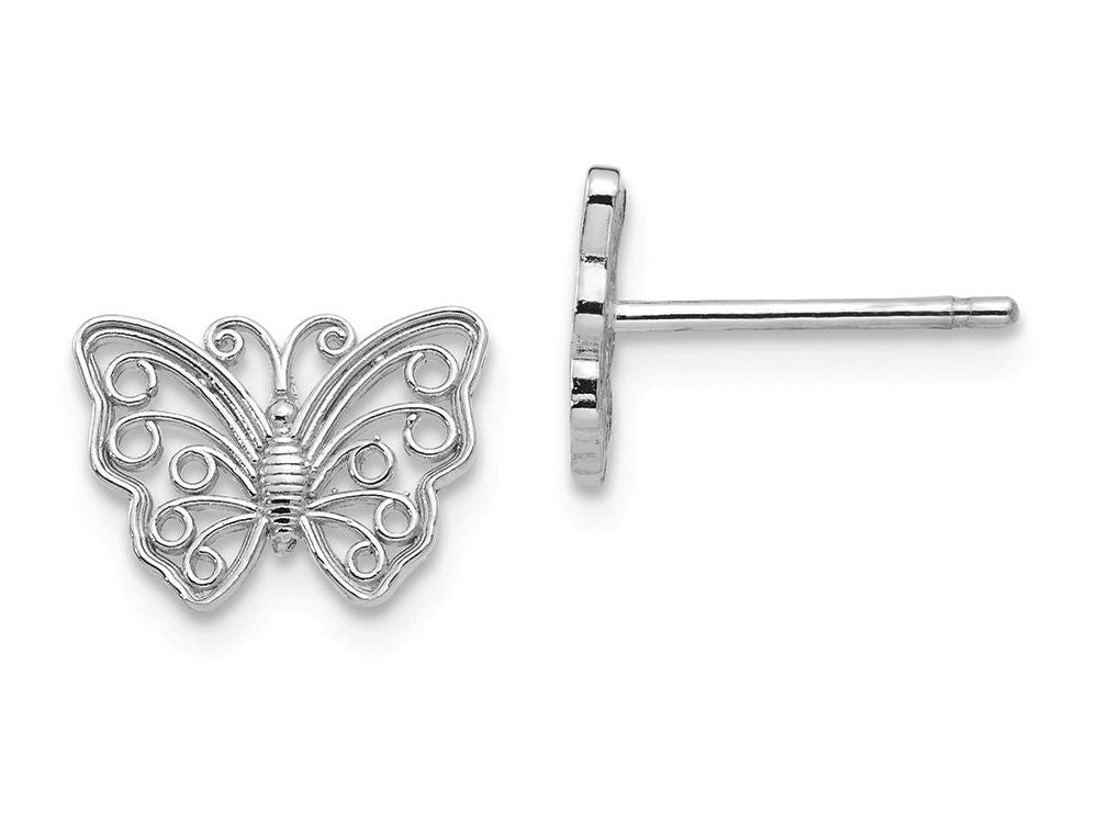 FJC Finejewelers 14k White Gold White Butterfly Post Earrings