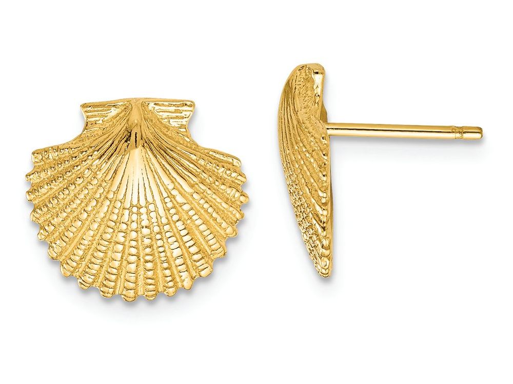 FJC Finejewelers 14k Yellow Gold Scallop Shell Post Earrings